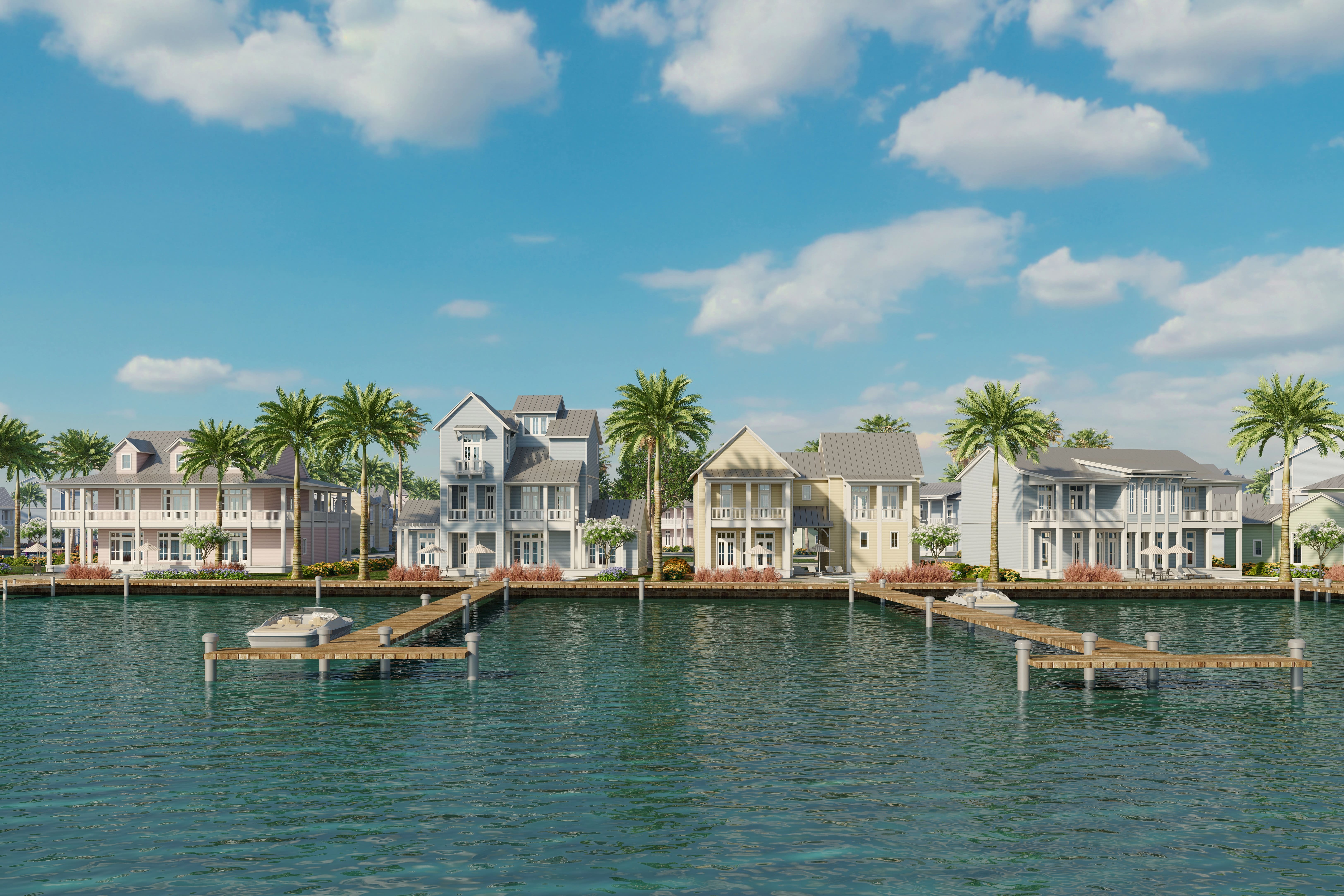 Waterfront homes and docks in Rockport, TX